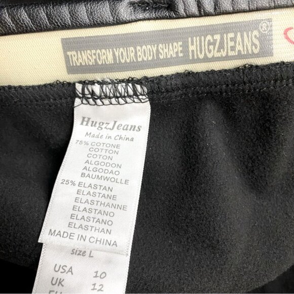 Hugz Jeans Black Faux Leather Low Waist Moto Biker Style Skinny Pants 10 - Picture 3 of 16